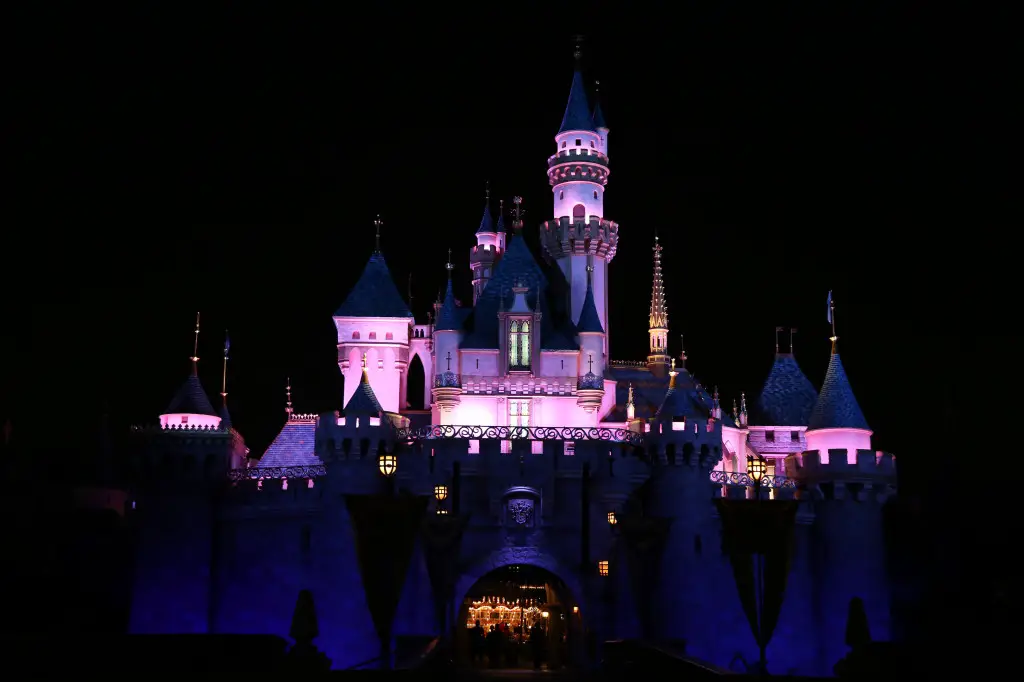 disneyland castle at night photo